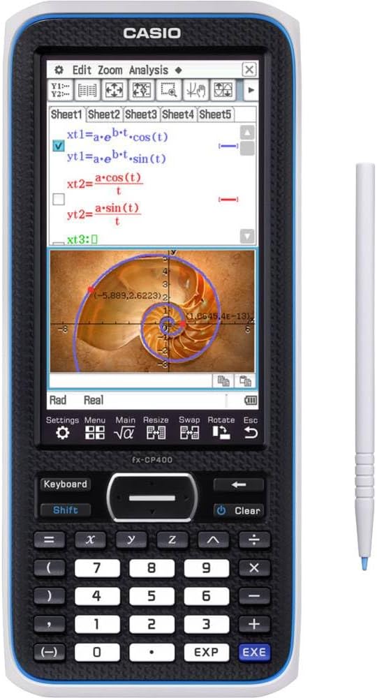 Casio FX-CP400 ClassPad II Graphing Calculator with Computer Algebra System Large colour touch display computer algebra system dynamic geometry photo and video analysis differential calculus