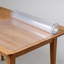 Transparent Table 105 x 108 cm Waterproof, Oil Proof Transparent Clear PVC Table Protector Clear Plastic for Kitchen Office and Dining, right angle