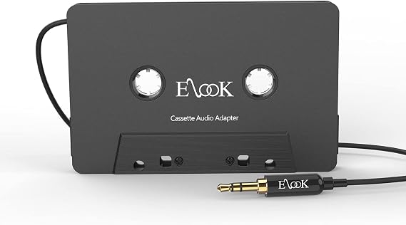 Elook Car Cassette Aux Adapter with 3.5 mm Headphone Jack,Black