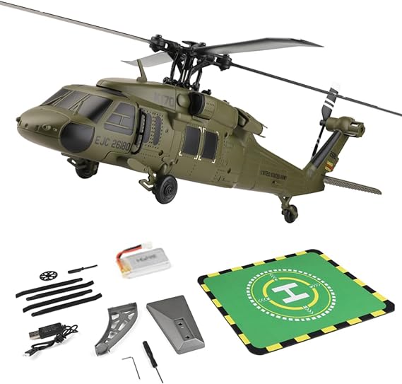 WL K170 Blackk Hawk UH-60L 170, RC Military Helicopters for Adults, 2.4G 4CH Flybarless RC Helicopter with Adjustable Left and Right Hand Throttle (RTF Version)