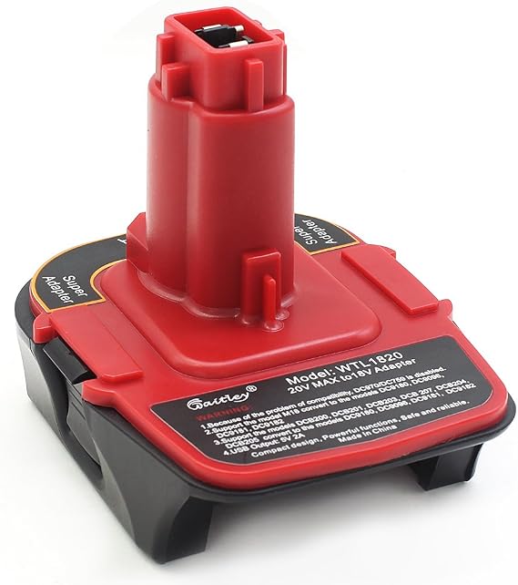 waitley Battery Adapter 18V-20V Converter Compatible with Dewalt | DC9096 DE9096 Replacement DCA1820 with USB Port Function Not Made in Dewalt