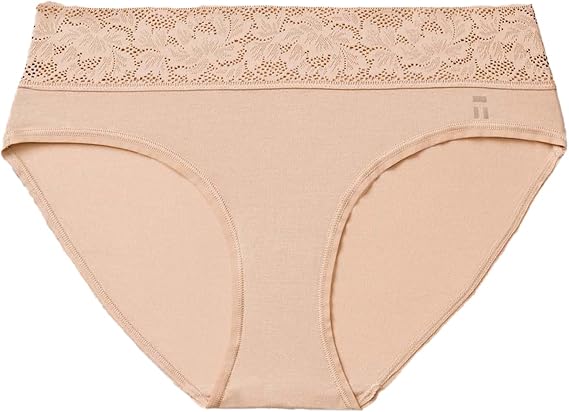 Tommy John Women's Underwear, Briefs, and Second Skin Fabric Cute, Stretchy, Soft Breathable Women's Briefs Comfortable Seamless Panties for Women, Maple Sugar - Lace, Small