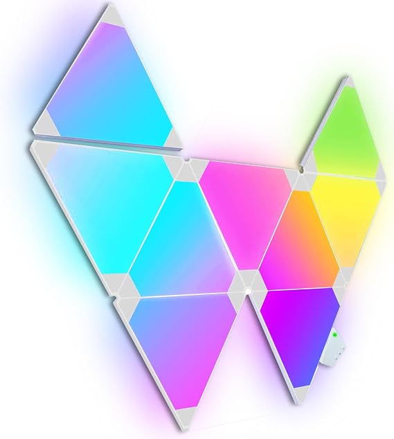 Triangle LED Light Panels Large, Smart LED Wall Lights RGBIC Gaming Lights Room Decor Work with Alexa Google Assistant, APP, Voice & Remote Control, Music Sync for Bedroom Streaming, 9 Panels