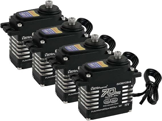 70KG High Torque,GX3270BLS Digital RC Servo, 180/270/360 Degree Metal Gear, IP68 Brushless Motor, Black (4PCS 180 Degree)