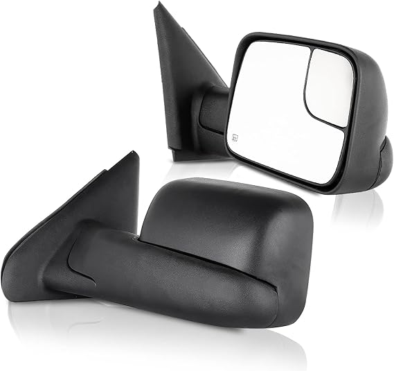 ECCPP Towing Mirrors Fit 02-08 For Dodge For Ram 1500 03-09 For Dodge For Ram 2500 3500 Pickup Truck Power Heated Tow Folding Side View Black Mirror Pair Set Right Passenger And Left Driver Side