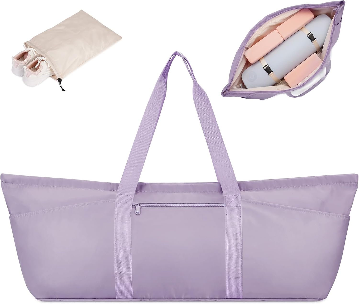 sportsnew Large Yoga Mat Bag with Shoes Compartment and Wet Pocket Ladies Pilates Gym Tote Bag with Yoga Mat Holder Strap for Women Men Workout Carrier Stuff Accessories
