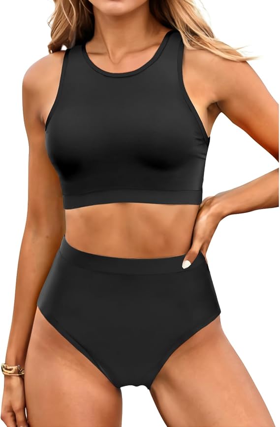 Yonique Women Sport Bikini Set for Teen Juniors Two Piece Swimsuit High Waisted Bathing Suit