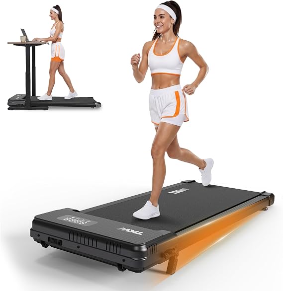Walking Pad Treadmill for Home - Under Desk Treadmills Portable Mini Walkingpad Compact Walk Pads for Small Spaces Office Indoor Apartment Floor Flat Running Machine with Remote Quiet Lightweight
