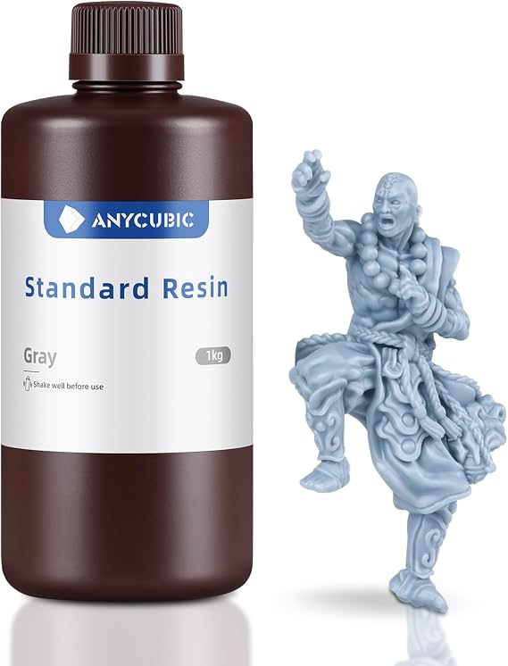 ANYCUBIC 3D Printer Resin, 405nm High Precision Fast Curing UV Photopolymer Resin for LCD 3D Printing, 1kg Grey