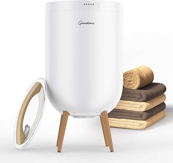 Towel Warmer Luxury Heated Bucket Bluetooth Speaker, Ambient Light & Auto Shut Off Fits Two 40"x70" Towels, Bathrobes, Blankets Great Gift Idea