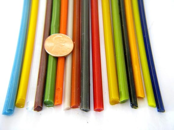 Devardi Glass Boro Thin Stringers Solid Rods, COE 33, Mixed Colors, 1/2 lb borosilicate