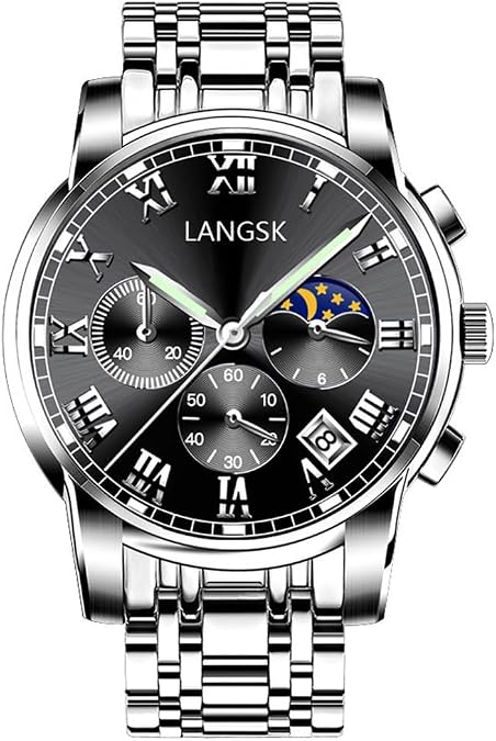 Mens Stainless Steel Luminous Analog Quartz Watches Waterproof Date Casual Wrist Watch