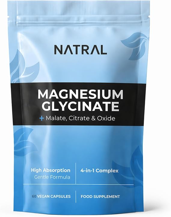 Magnesium Glycinate 4-in-1 Complex – High Absorption Magnesium for Sleep, Muscle Function & Relaxation – 60 Vegan Caspules with Malate, Citrate & Oxide