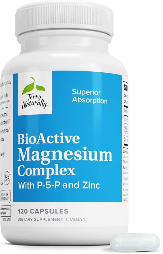 Terry Naturally BioActive Magnesium - Mood & Heart Health - 120 Count