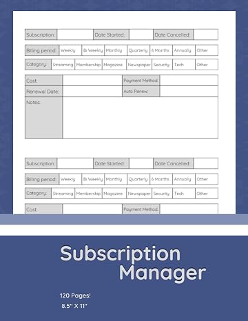 Subscription Manager: An Easy way to manage all your different subscriptions, Magazine Subscription, Newspaper Subscription, Streaming Subscription and More all in one place!