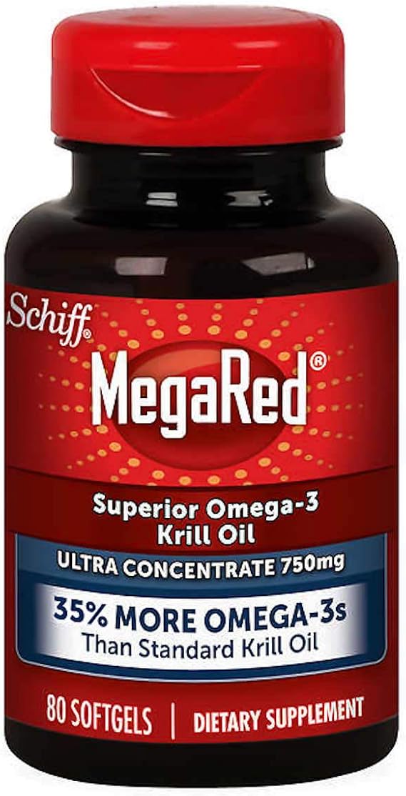 MegaRed Ultra Concentration 750mg Omega-3 Krill Oil with EPA/DHA & Astaxanthin-30% more Omega-3s per mg-Phospholipid Omega 3s for Easy Absorption-Limited size of 80 Softgels Total