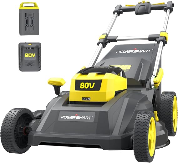 PowerSmart 80V 26-Inch Self-Propelled Lawn Mower, Cordless Electric Brushless Lawn Mower with 6.0Ah Battery and Charger (PS76826)