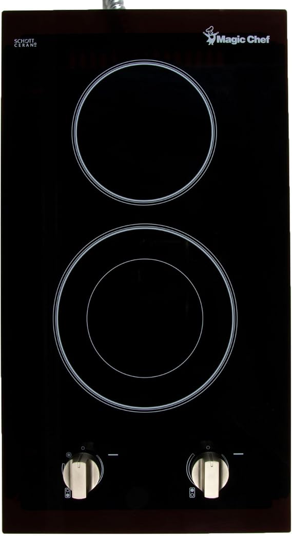 12 in. Radiant Electric Ceramic Glass Cooktop in Black with 2 Elements Including Dual Radiant Element