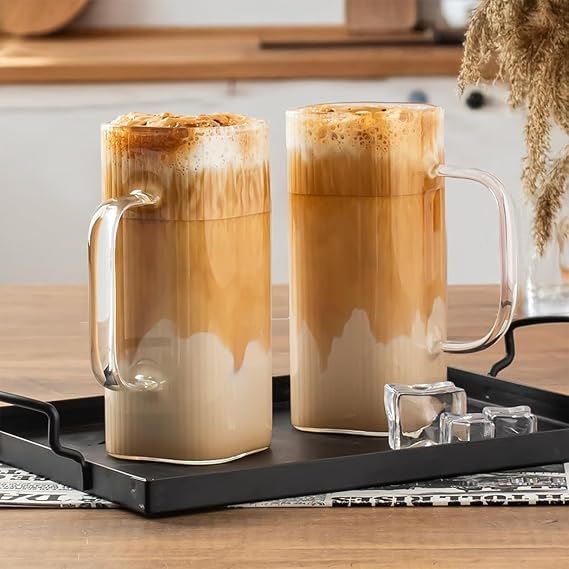 Porsima 2-Piece Borosilicate Heat Resistant Latte Cup Water Cup Presentation Glass Mug Cup 2 Pieces 380 ml