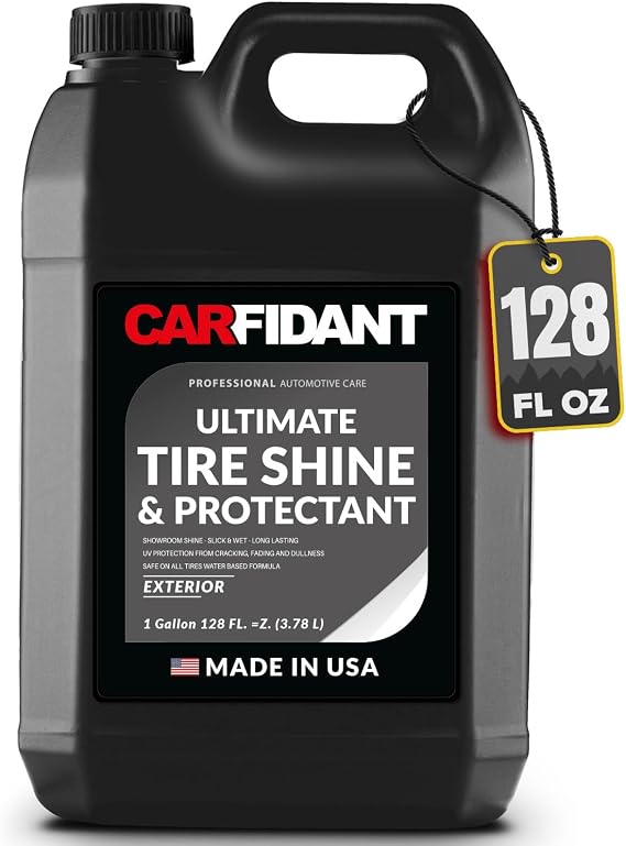 Car Tire Shine 1 Gallon - Tire Dressing & Rubber Protectant - Dark, Wet Look with No Grease and No Sling!