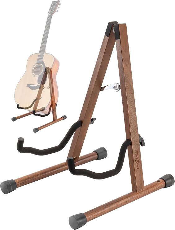 Guitar Stand, A-Frame Acoustic Guitar Stand Floor, Instrument Rack Holder with Padded Foam for Electric, bass, Banjo, Mandolin, Portable Wooden Stand for Home and Studio Display, Gifts