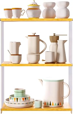 3 Tier Mug holder Stand Coffee Station Acrylic Spice Rack, Vanity Stand for Skincare Counter Shelf Desktop Storage Organizer for Countertop Kitchen Office Living Room Desktop 3 Tier
