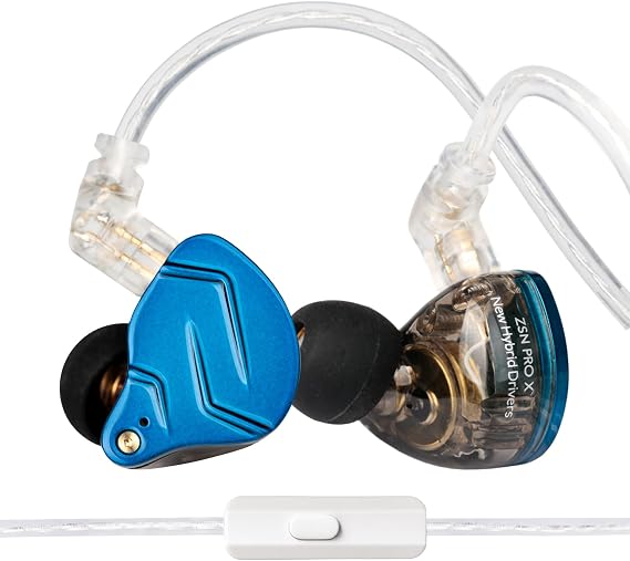KZ ZSN PRO X Gaming Earbuds, IEM Earphone with 1BA and 1DD Headphones, KZ High Fidelity in Ear Wired Earbuds High Resolution in Ear Monitor Headphone (NO Mic, Blue)