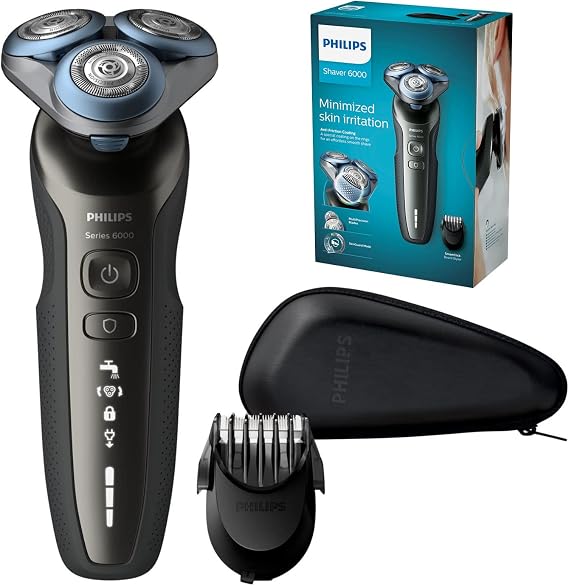 Philips Norelco Electric Shaver for Men Series 6000 Wet/Dry Electric Shaver with Trimmer Attachment Rechargeable Electric Razor with Multi MultiPrecision Cutting System