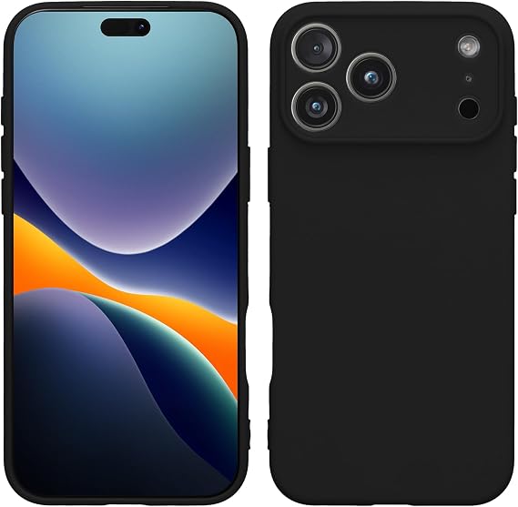 kwmobile Case compatible with iPhone 17 Pro Max Case - Soft Slim TPU Silicone Phone Cover - Black Matte