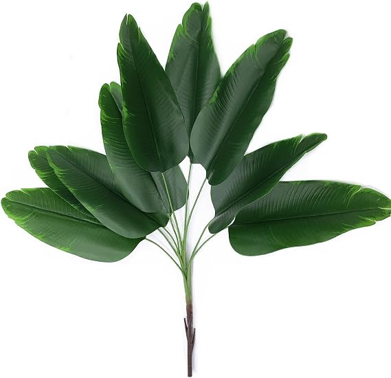 Artificial Tropical Leaves Plants, Fake Banana Tree Palm Plant Monstera Leaf Faux Green Large Bushes Plastic Greenery Shrubs for Home Garden Decor Indoor Outdoor Verandah Wedding Party Decoration