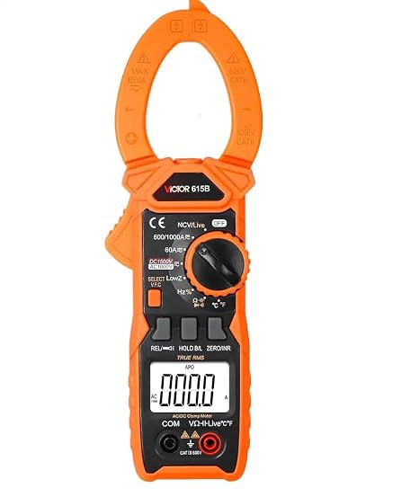 615B DC 1500V AC DC 1000ATrue RMS Digital Clamp Multimeter 5999 Counts with Live NCV V.F.C Surge Current Current Clamp Meter(Victor 615B)
