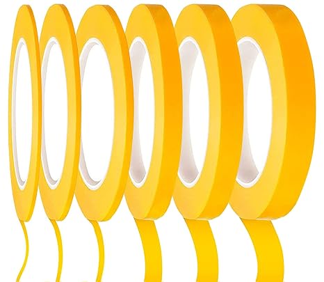 Fine Line Tape, Automotive Yellow Painters Tape, 6 Size Rolls