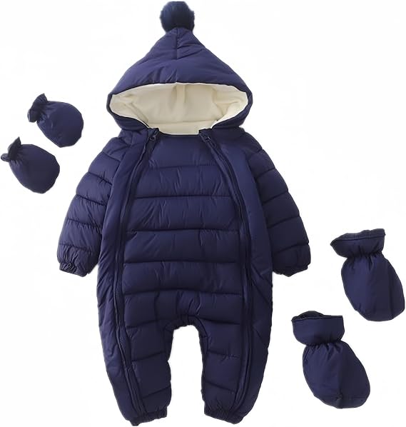 Ohrwurm 3 Pcs Baby Flannel Lining Snowsuit Unisex Winter Warm Jumpsuit Double Zip Up Romper