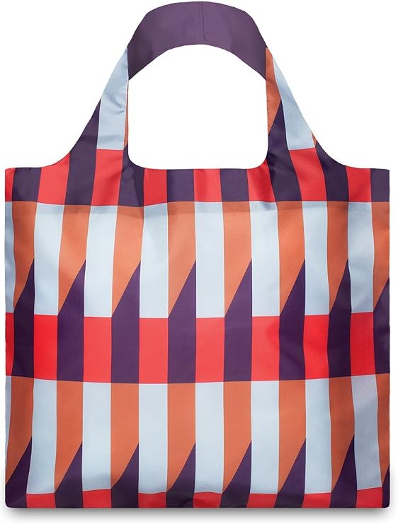 LOQI Geometric Stripes Reusable Shopping Bag, Multicolor