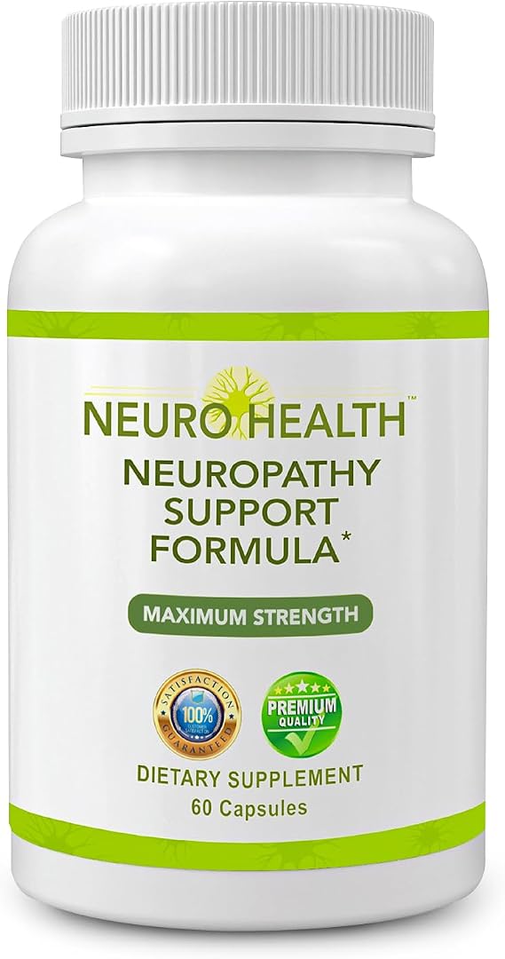 Neuro Health - Nerve Support Formula - Natural Vitamins Including B12 Combined with 600mg of ALA Alpha Lipoic Acid - Neuropathy Support Supplement - One 60 Count Bottle 1 Pack