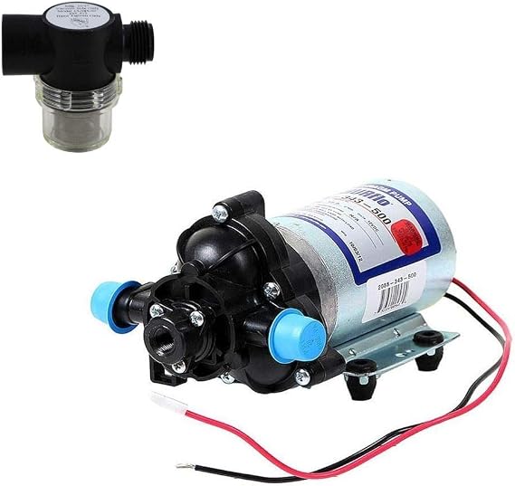 Shurflo 2088-343-500 Bypass 12V Diaphragm Pump with Shurflo 255-313 Strainer (Bundle, 2 Items)