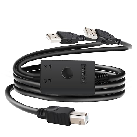 14.7FT Printer Cable Splitter 2 in 1 Out,Printers Cable with Toggle Switch | for Two Computers Share PrinterKeyboardMouseScannerUSB external devices