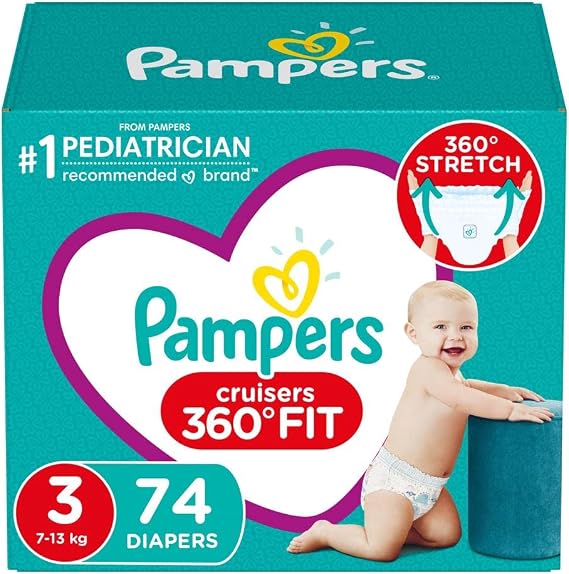 Pampers Cruisers 360 Fit Diapers Size 3, 74 Count, Super