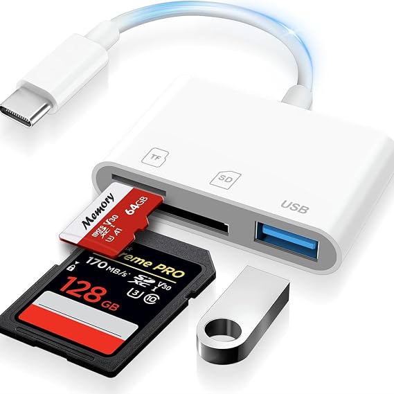 USB C SD Card Reader for iPhone 15/16, Micro SD Card Reader Adapter for MacBook, iPad Pro/Air, Android, Plug & Play High-Speed Memory Card Reader USB C Adapter