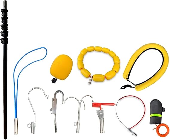Rescue Hook 4m 5m 6m 7m Life-Saving Pull Rod, Water Rescue Equipment for Summer Safety 10 Pcs Sets(4m/13ft Rod)