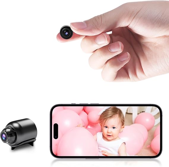 Ultra Small Mini Surveillance Camera, WiFi Small Security Camera, 1080P HD Image, Motion Detection/Night Vision Function, Easy to Install, Ideal for Home, Pets, Babies, Offices, Indoors and Outdoors