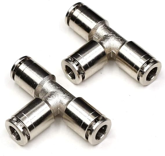 5/16 Stainless Steel Push to connect fittings CEKER 5/16" x 5/16" x 5/16" OD Tube Quick Connect Fittings 5/16 3 Way Tee Shaped Tube Fittings Push Connectors Air Line Fittings 2pack
