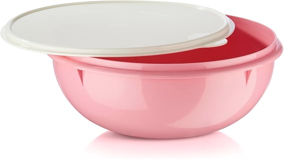 Tupperware Fix-N-Mix Vintage Pink Mixing Bowl - 1.7 Gallon | Plastic Food Storage Mixing Bowl with Secure Lids, BPA Free Materials, Dishwasher-Safe for Kitchen Storage or Meal Prep