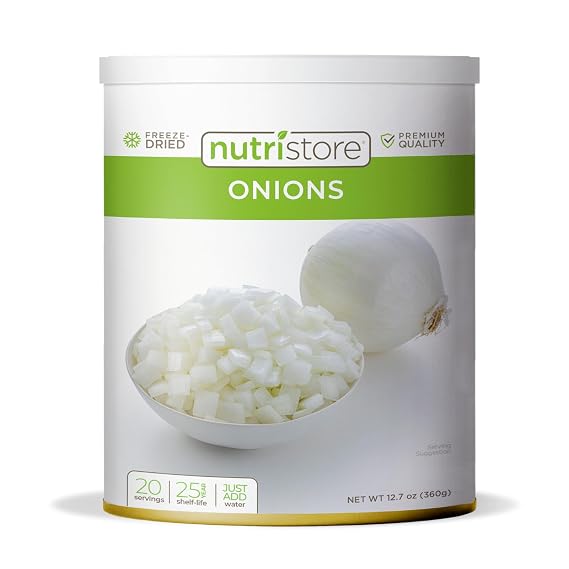 Nutristore Freeze Dried Onions | Premium Quality Vegetables for Long Term Storage or Recipes | Emergency Survival Canned Food Supply | Bulk #10 Can Veggies | 25 Year Shelf Life | 20 Servings