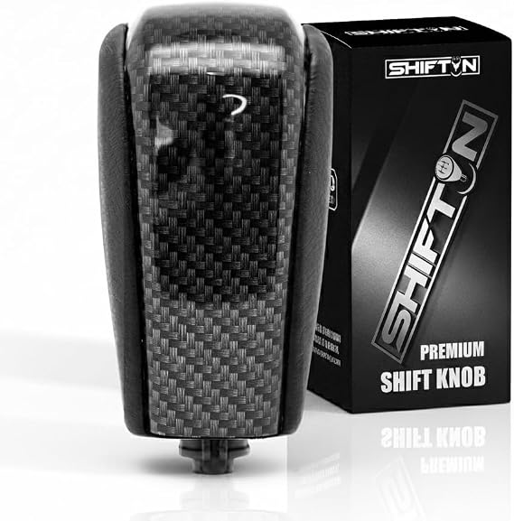 Aftermarket Gear Shift Knob Shifter for Toyota LC Prado 150 Land Cruiser 2009-2017 | Replacement GearKnob 33504 60290 C0 E0 E1 TX-L TZ-G VX M8 1.25 (Black Leather/Carbon Fiber Pattern)