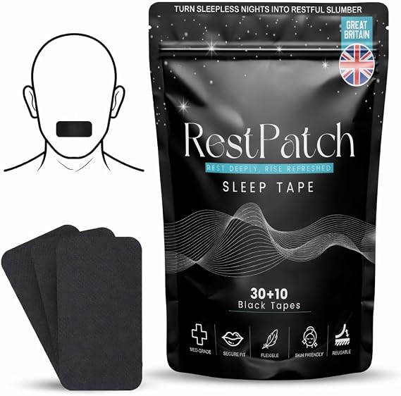 Mouth Tape - 40 Dermatologically Tested Mouth Tape for Sleeping - Effortless Gentle Removal - Snoring Aids for Men and Women - Rayon Free Black Sleep Tape Improves Breathing Reduce Snoring
