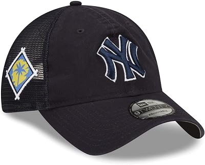 New Era NY New York Yankees 9TWENTY 2022 Spring Training Strapback Cap, Adjustable Hat Navy Blue White