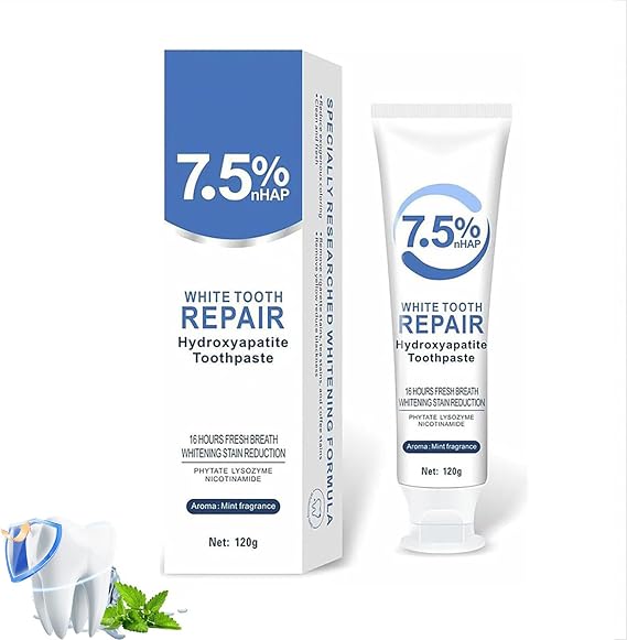 7.5% Hydroxyapatite Toothpaste for Advanced Enamel Protection, Hydroxyapatite Fluoride-Free Toothpaste Formula for Sensitive Teeth, Gentle Mint, Fresh Breath,Daily Use for Oral Health 4.23oz
