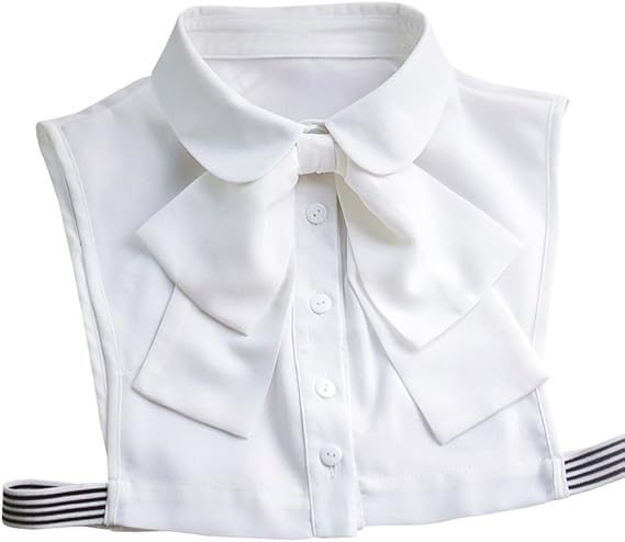 Shinywear Korean Women White Detachable Bow False Shirt Doll Collar Blouse Dickey