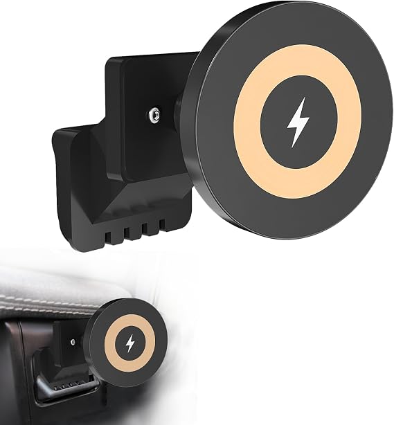 Upgraded Magnetic Charging Phone Holder Compatible with Ford F150 Coin Tray(2021-2025), Rectangular Coin Holder Adapter for Custom Phone Mount, Compatible with Any Smartphone (Charging model)